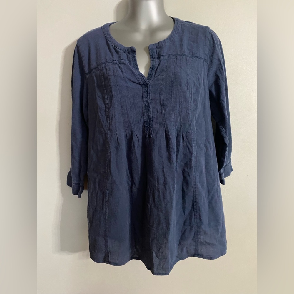 J Jill Cotton 3/4 Sleeve Blouse Size Small
